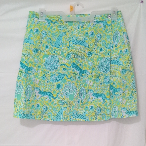 Moka Sport Is A Vibrant Green and Blue Patterned Skirt SZ 14 - Picture 1 of 7